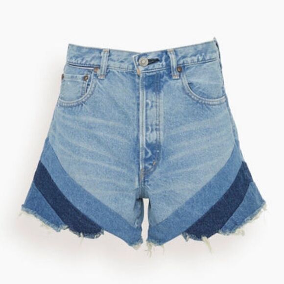 Moussy Vintage MV High Rise Patchwork Gratiot Denim Shorts Size 29 NWT - Picture 5 of 16